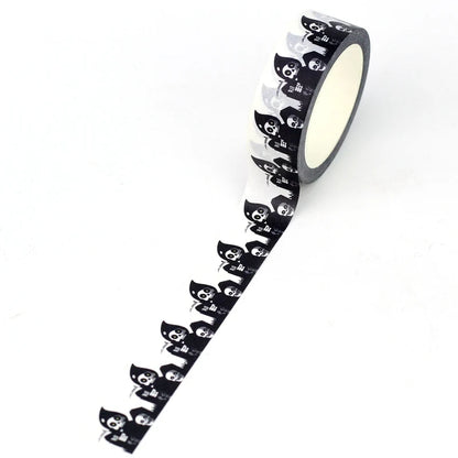 NEW 1PC 10M Deco Halloween Ghosts Skull Spider Web BW Washi Tape Set for Scrapbooking Journaling Masking Tape Cute Stationery