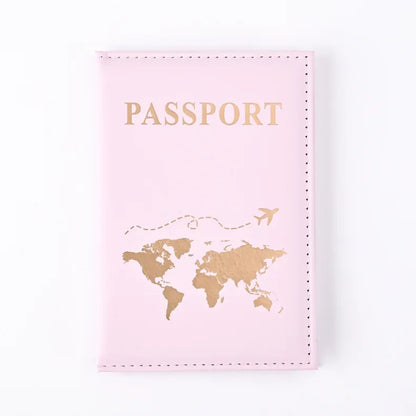 Travel Gold Passport Holder Cover Case for Women Men PU Leather Ticket Map Passport Covers Passport Protective Accessories