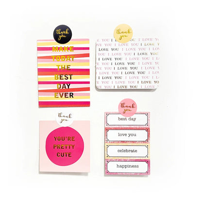 Thank You For The Stickers Stickers Pink And Black Hot Stamping Sealing Envelope Gift, Wedding Roll Up And Circular Shape