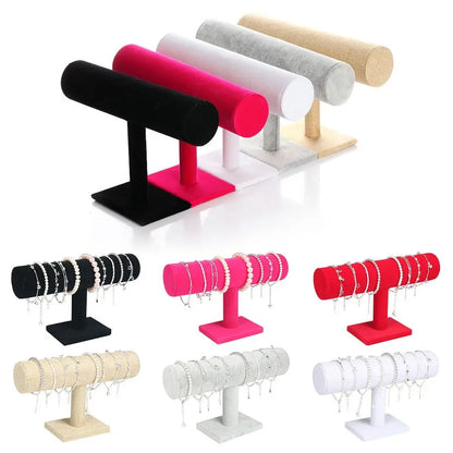 6 Colors Upright Velvet Bracelet Chain Watch Upright Display Rack Jewelry Organizer Hard Jewelry Display Stand Holder