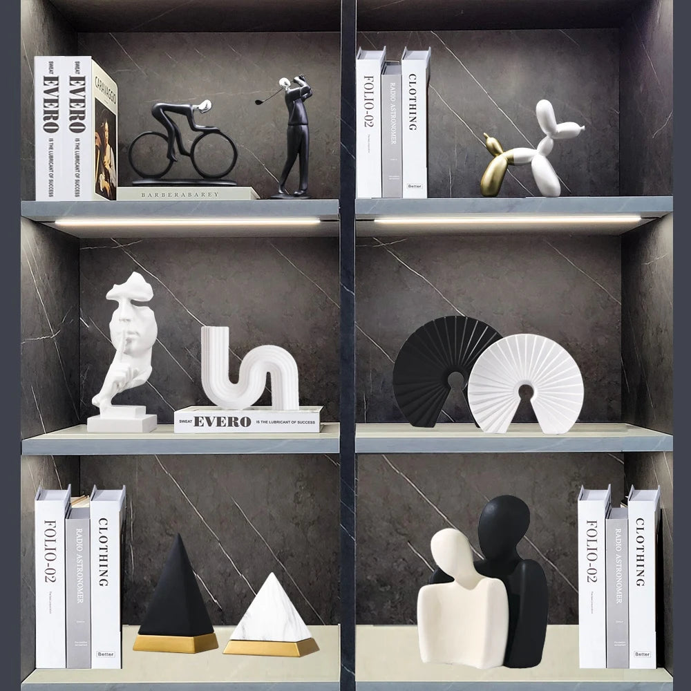 Nordic Luxury Abstract Sculpture Office Decoration Cabinet Bookcase